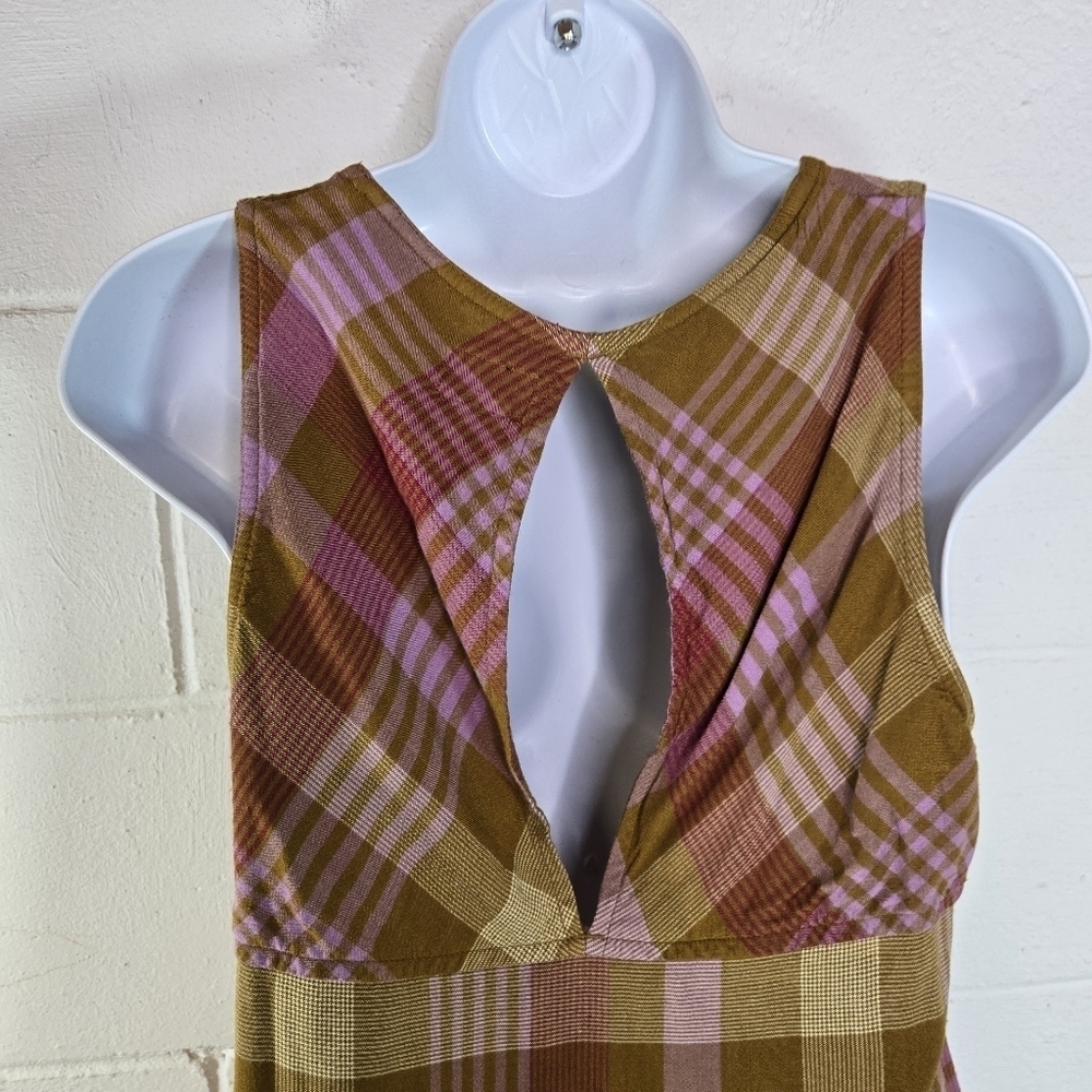 Kavu spring terrain indian madras plaid sleeveless outdoor sundress keyhole - Picture 8 of 12